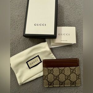 Gucci Supreme Monogram Card Holder Credit Case Dark Brown